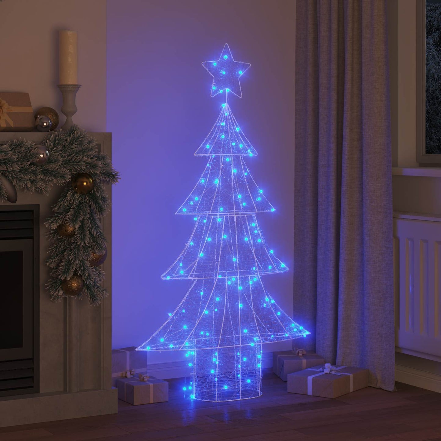 Albero di Natale con 160 LED blu, 150 cm, acrilico
