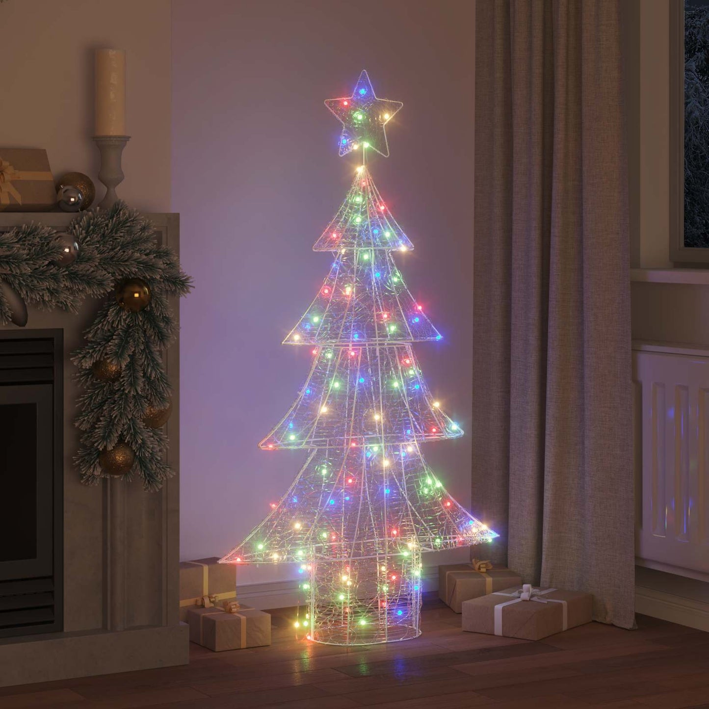 Albero di Natale con 160 LED, multicolore, 151 cm, acrilico