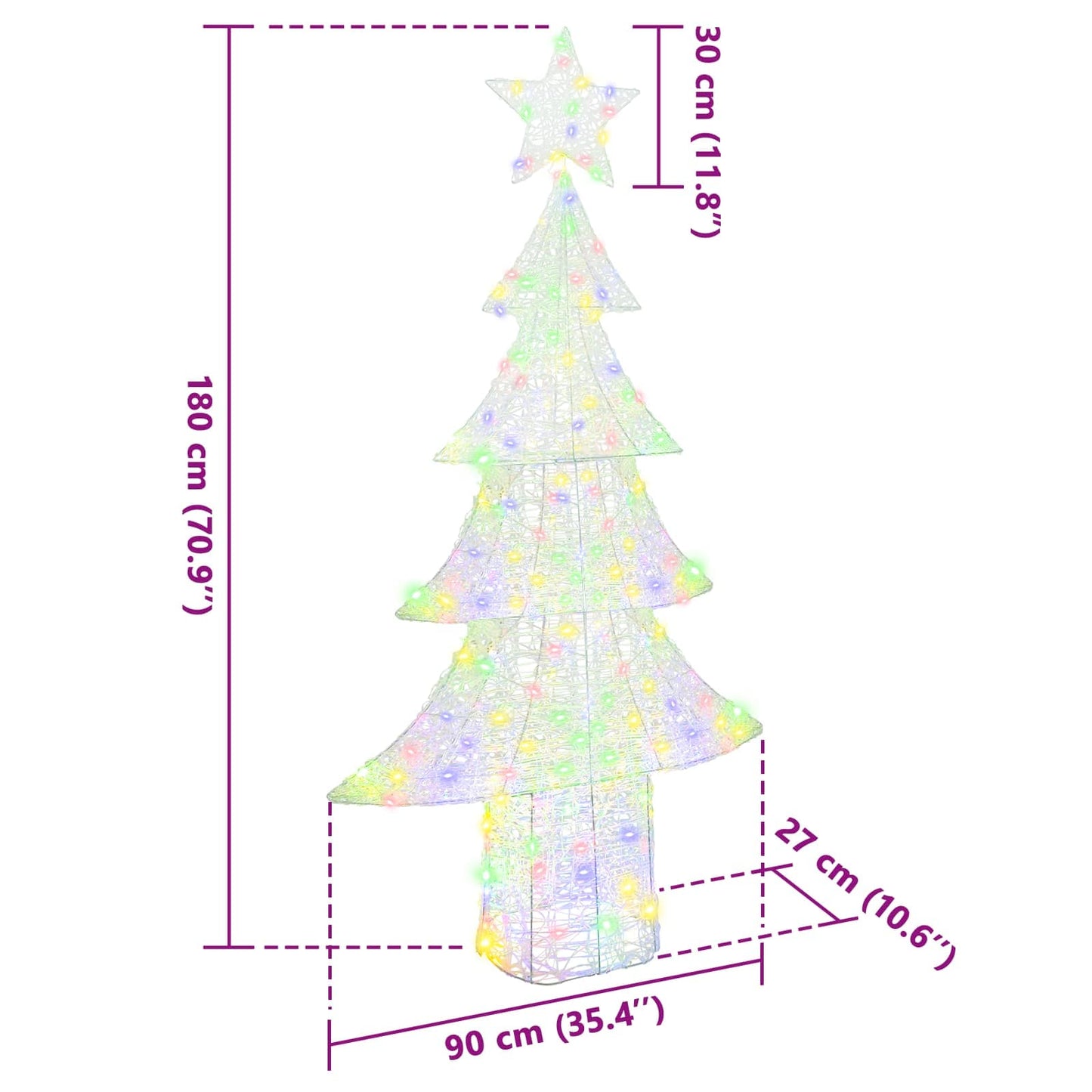 Weihnachtsbaum mit 240 LEDs Mehrfarbig 180 cm Acryl