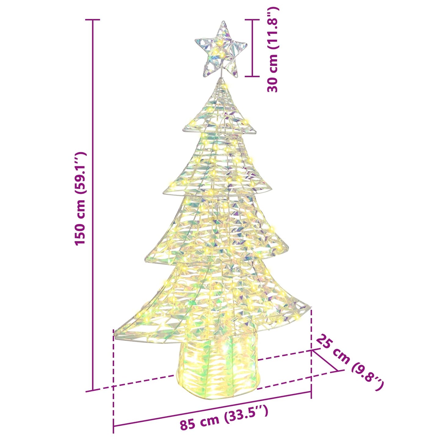 Weihnachtsbaum mit 160 LEDs Warmweiß 150 cm PET