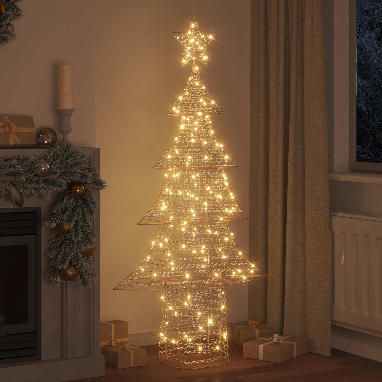 Albero di Natale con 240 LED bianco caldo, 181 cm, PET