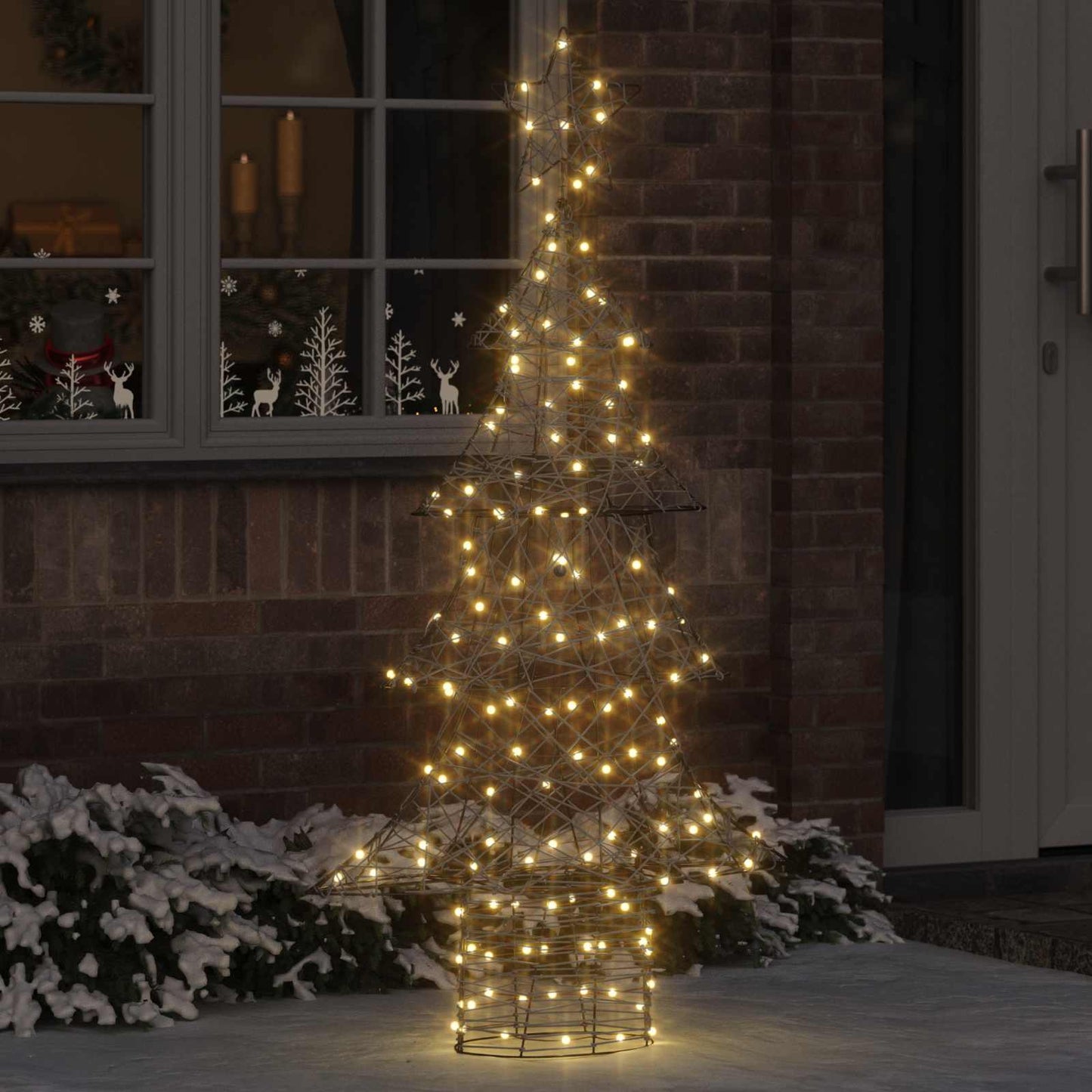 Weihnachtsbaum mit 160 LEDs Warmweiß 150 cm Rattan