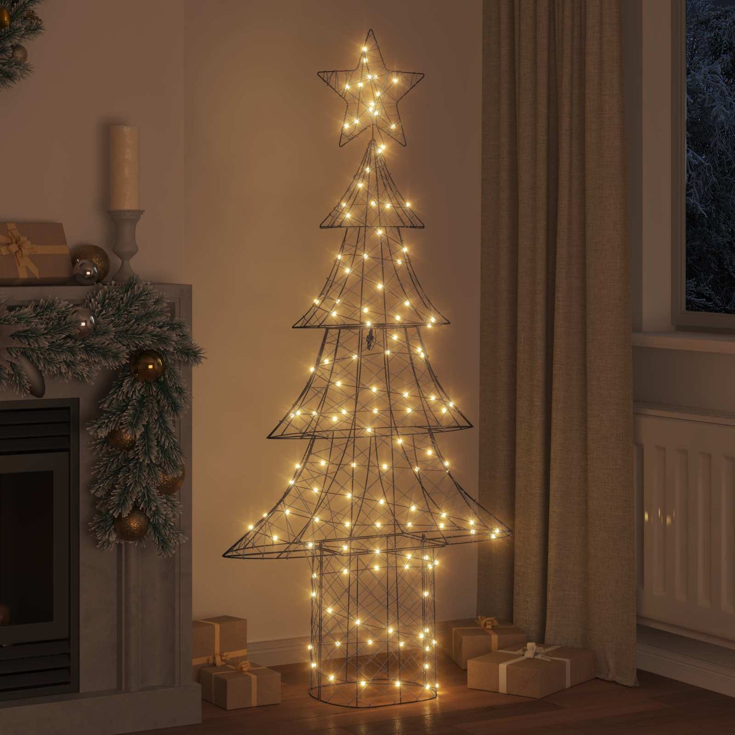 Weihnachtsbaum mit 240 LEDs Warmweiß 180 cm Rattan