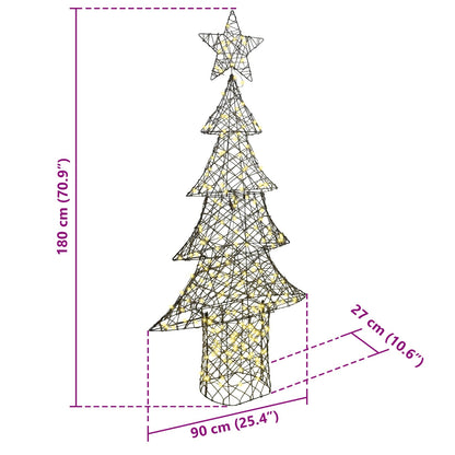 Weihnachtsbaum mit 240 LEDs Warmweiß 180 cm Rattan