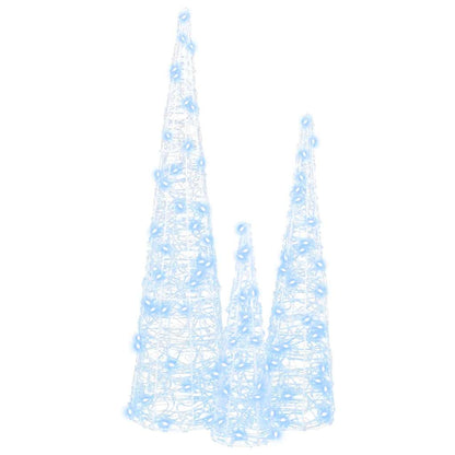 Albero di Natale con 90 LED, 3 pezzi, bianco freddo, 20 x 20 x 80 cm, acrilico