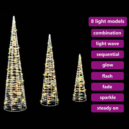 Weihnachtsbaum mit 90 LEDs 3 pcs Warmweiß 20 x 20 x 80 cm PET