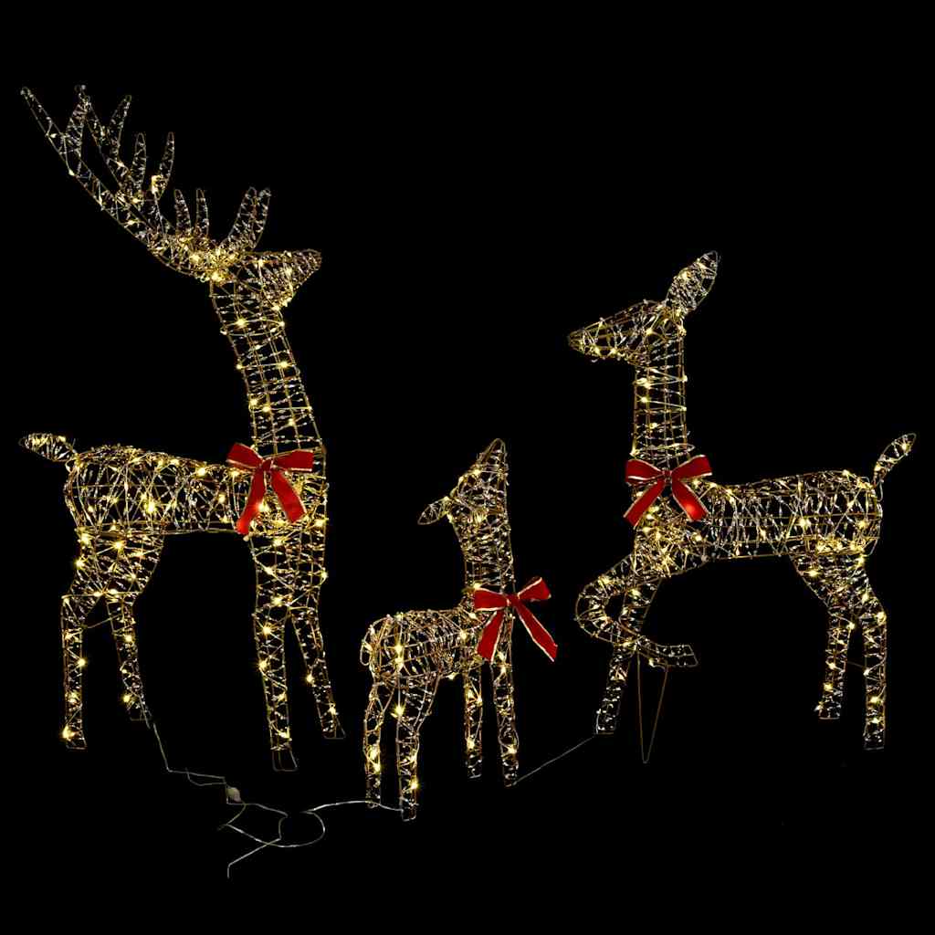 Rentierfamilie mit 300 LEDs 3 pcs Warmweiß 67 x 26 x 127 cm PET