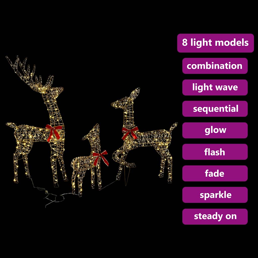 Rentierfamilie mit 300 LEDs 3 pcs Warmweiß 67 x 26 x 127 cm PET