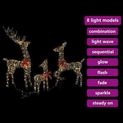 Rentierfamilie mit 300 LEDs 3 pcs Warmweiß 67 x 26 x 127 cm PET