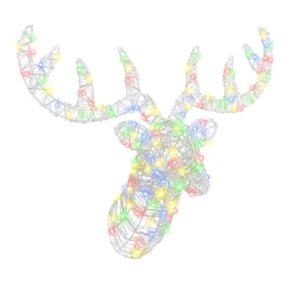 Rentierkopf mit 140 LEDs Bunt 60 cm Acryl