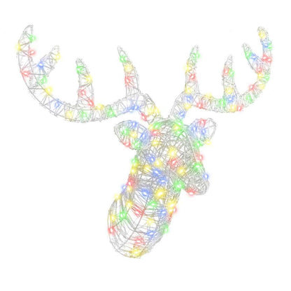 Rentierkopf mit 140 LEDs Bunt 60 cm Acryl