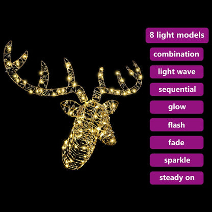 Rentier Zieh Schlitten Warmweiß 68 x 36,5 x 62,5 cm PET