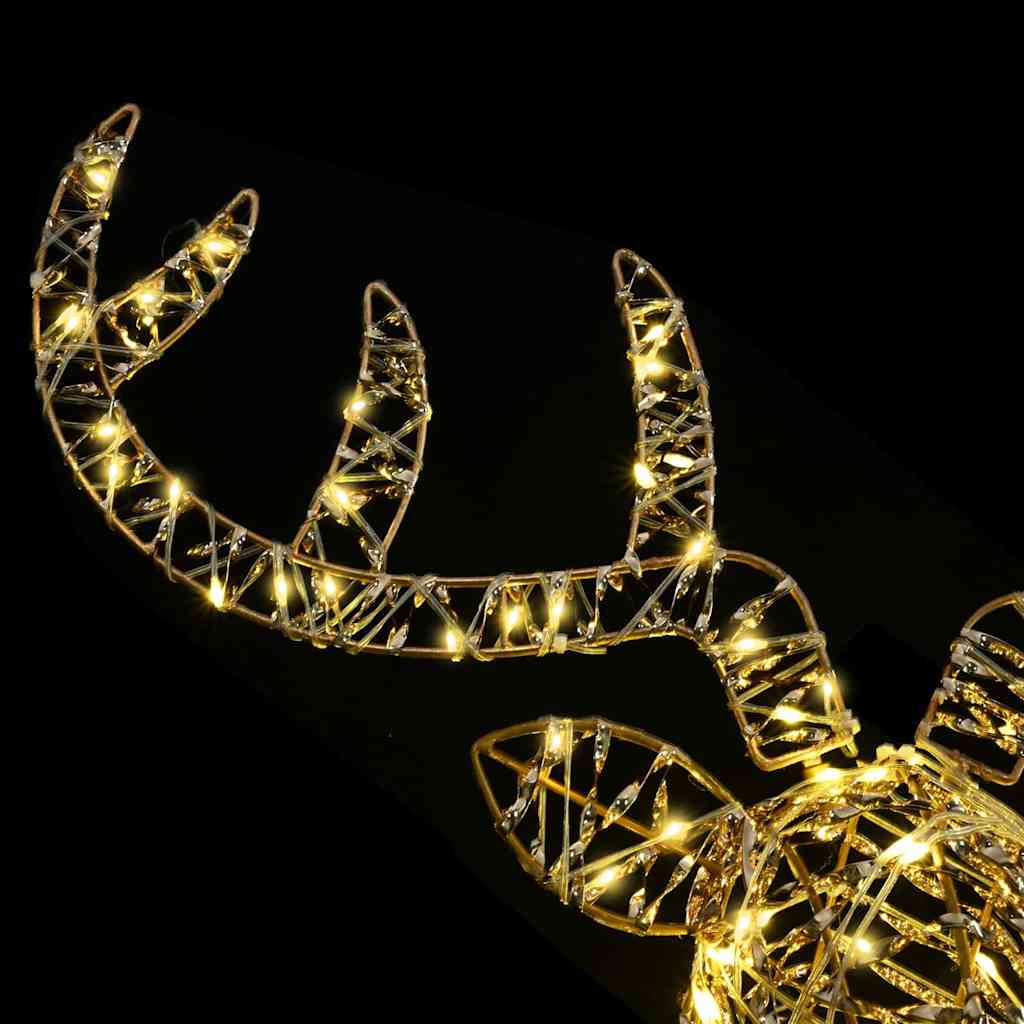 Rentier Zieh Schlitten mit 140 LEDs Warmweiß 60 cm Rattan