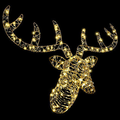 Rentier Zieh Schlitten mit 140 LEDs Warmweiß 60 cm Rattan