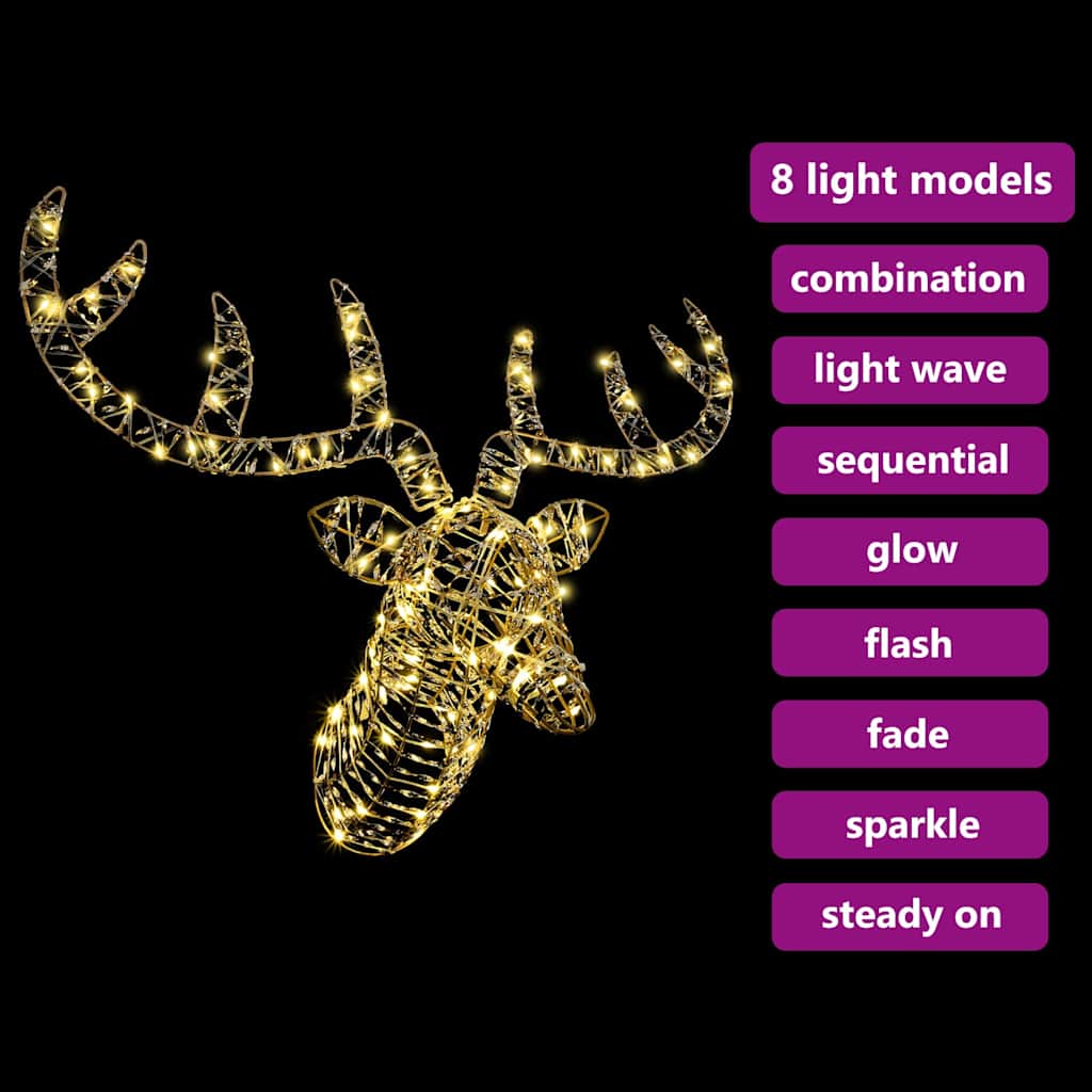 Rentier Zieh Schlitten mit 140 LEDs Warmweiß 60 cm Rattan