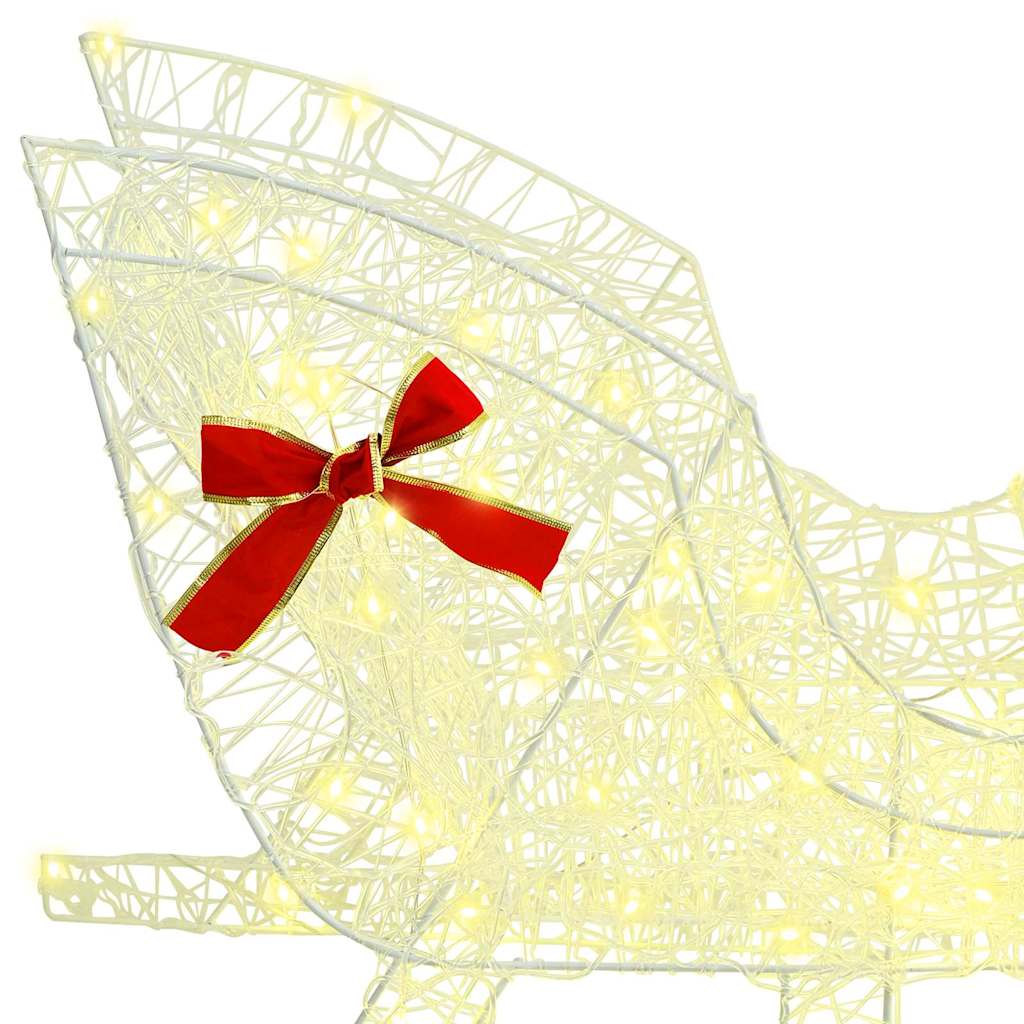 Slitta trainata da renne bianco caldo 70 x 26 x 128,5 cm acrilico