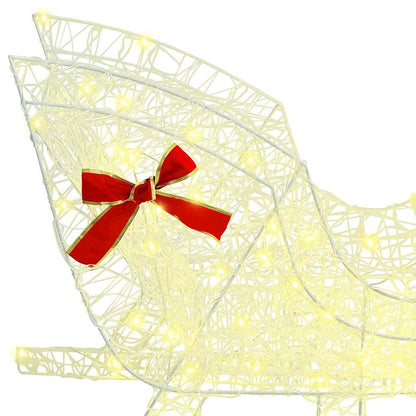 Slitta trainata da renne bianco caldo 70 x 26 x 128,5 cm acrilico