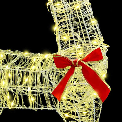 Slitta trainata da renne bianco caldo 70 x 26 x 128,5 cm acrilico