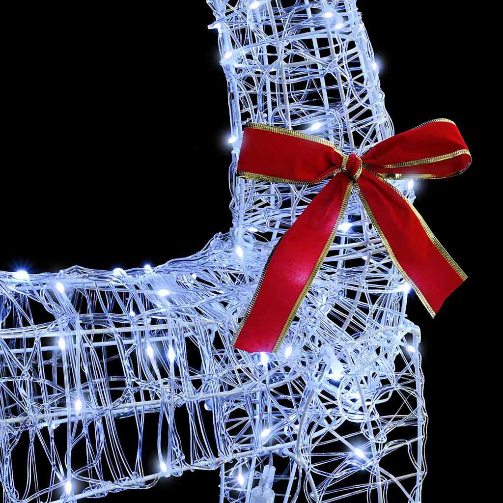 Rentier Zieh Schlitten Kaltweiß 70 x 26 x 128,5 cm Acryl