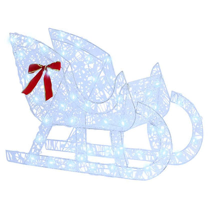 Rentier Zieh Schlitten Kaltweiß 70 x 26 x 128,5 cm Acryl