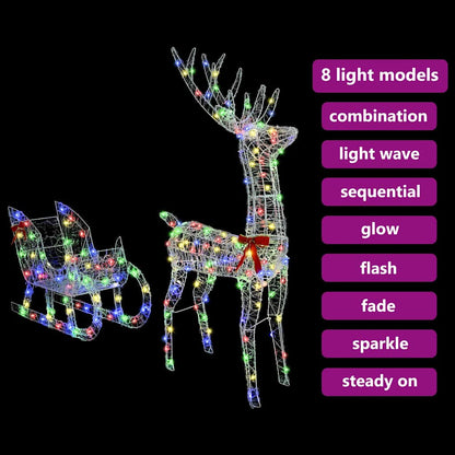 Rentier Zieh Schlitten Bunt 70 x 26 x 128,5 cm Acryl