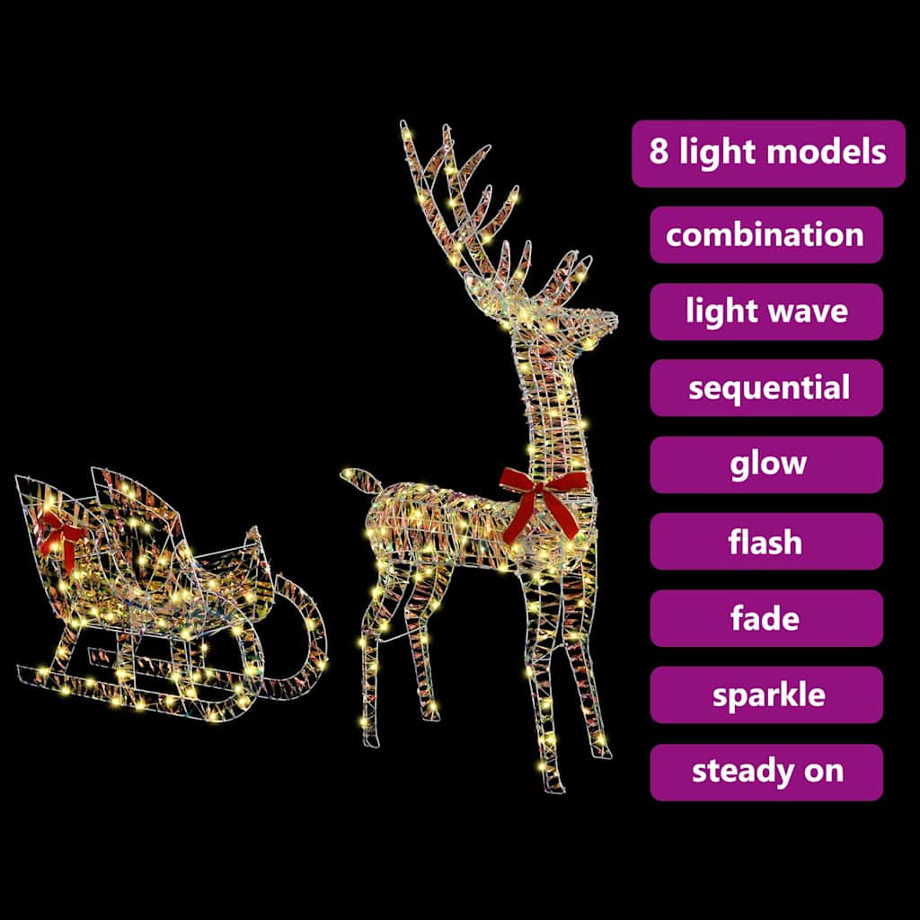 Rentier Zieh Schlitten Warmweiß 70 x 26 x 128,5 cm PET