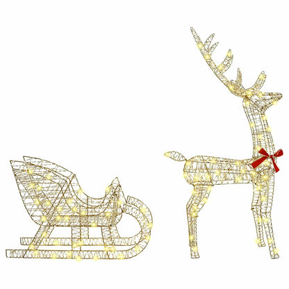 Rentier Zieh Schlitten Warmweiß 70 x 26 x 128,5 cm PET