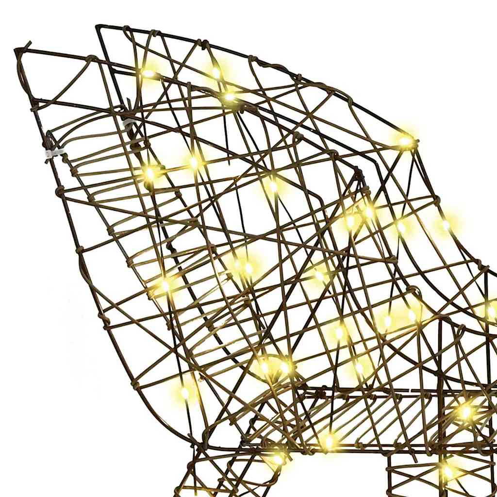 Rentier Zieh Schlitten Warmweiß 70 x 26 x 128,5 cm Rattan