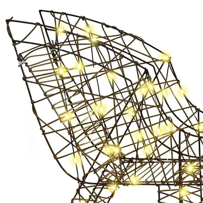 Rentier Zieh Schlitten Warmweiß 70 x 26 x 128,5 cm Rattan