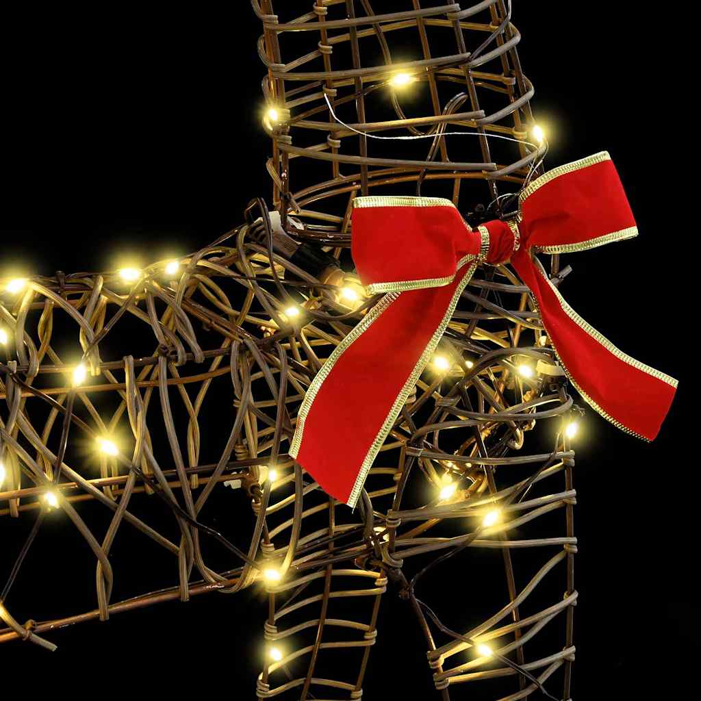 Rentier Zieh Schlitten Warmweiß 70 x 26 x 128,5 cm Rattan