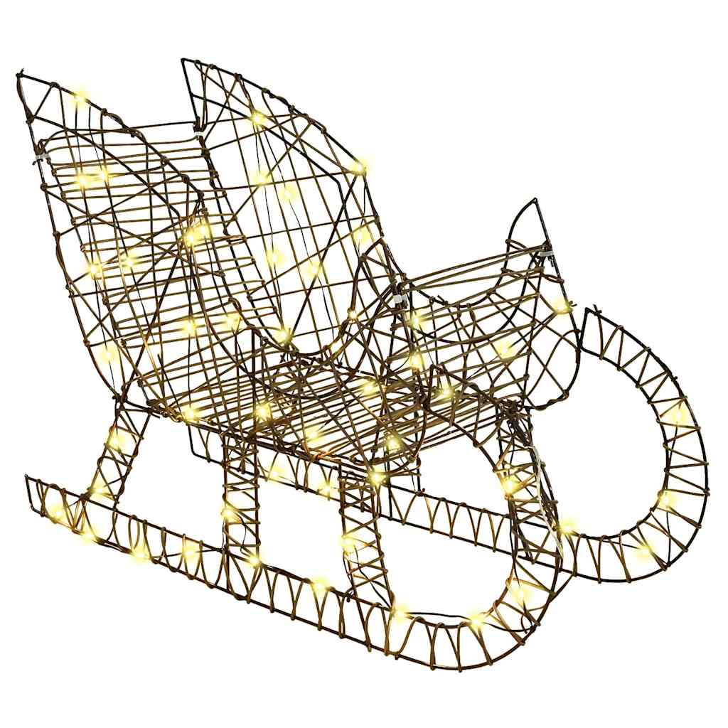 Rentier Zieh Schlitten Warmweiß 70 x 26 x 128,5 cm Rattan