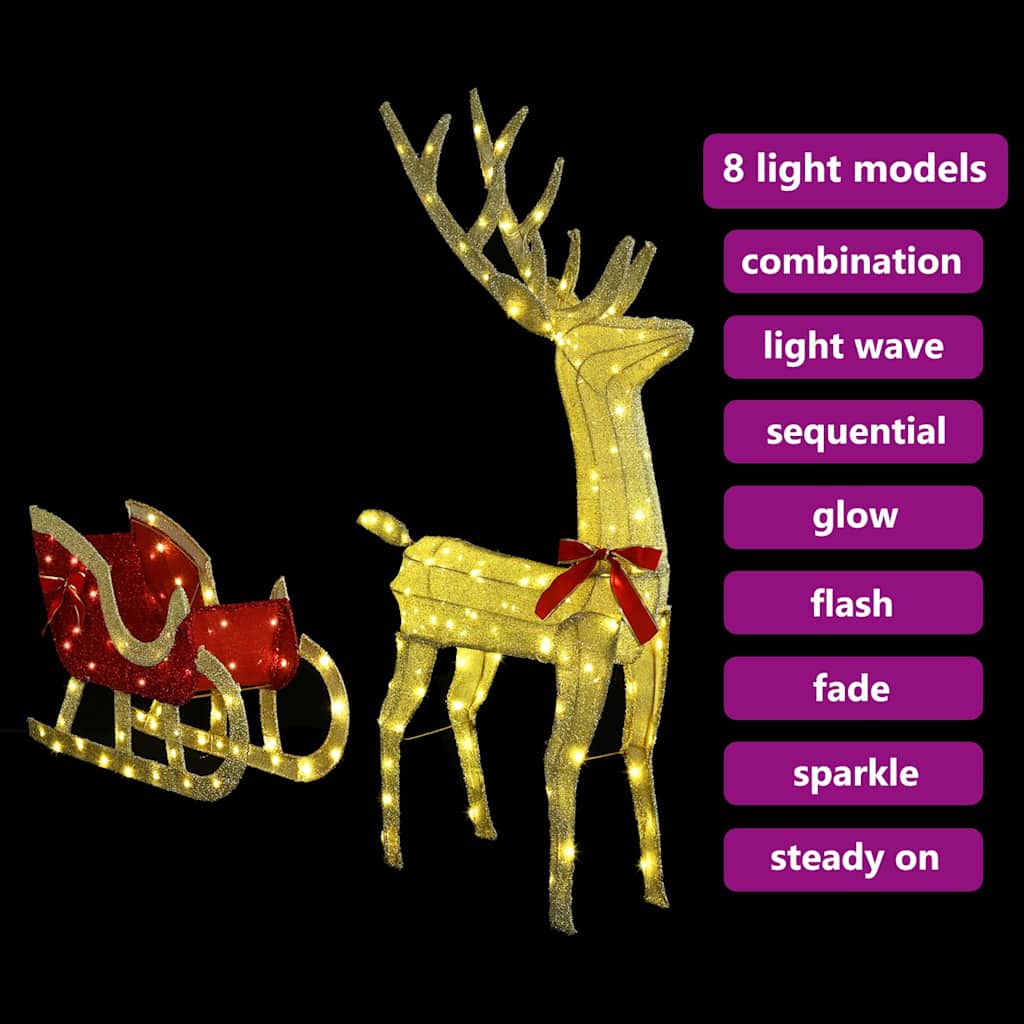 Rentier Zieh Schlitten Warmweiß 151 x 28 x 128,5 cm Stoff