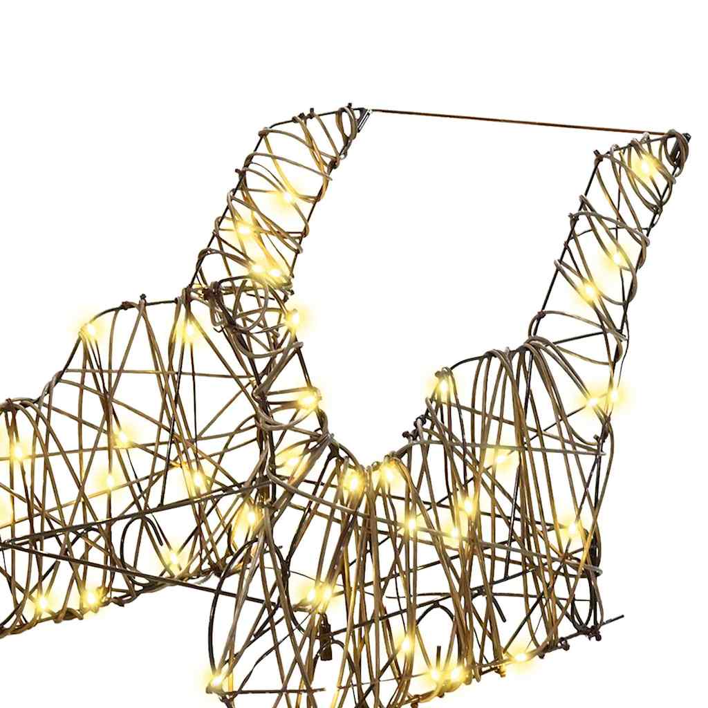 Slitta trainabile con renne, bianco caldo, 53 x 28 x 33 cm, rattan