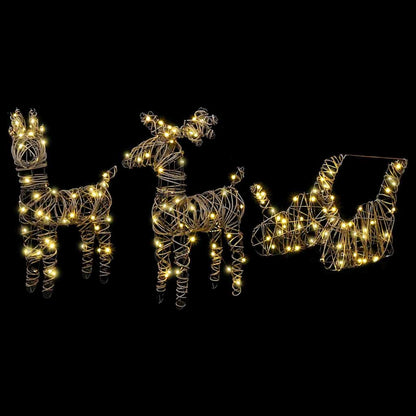 Rentier Zieh Schlitten Warmes Weiß 52,5 x 28 x 32,5 cm Rattan