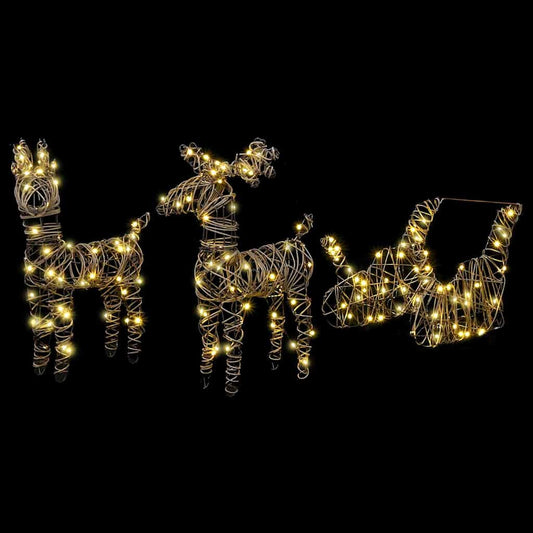 Rentier Zieh Schlitten Warmes Weiß 52,5 x 28 x 32,5 cm Rattan