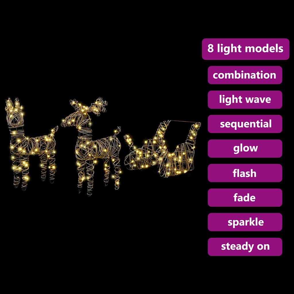 Rentier Zieh Schlitten Warmes Weiß 52,5 x 28 x 32,5 cm Rattan
