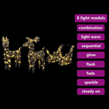 Rentier Zieh Schlitten Warmes Weiß 52,5 x 28 x 32,5 cm Rattan