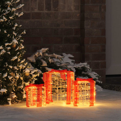 Geschenkbox Dekoration 3 pcs Warmweiß 20 x 20 x 21 cm Acryl