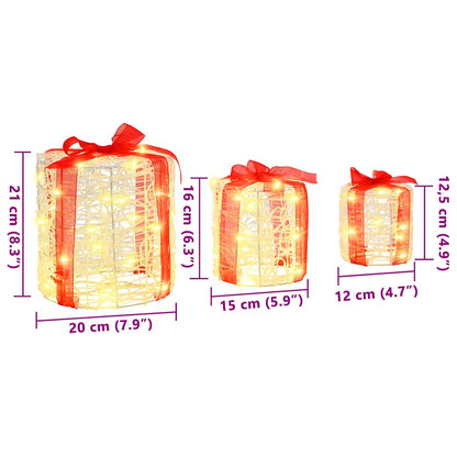 Geschenkbox Dekoration 3 pcs Warmweiß 20 x 20 x 21 cm Acryl