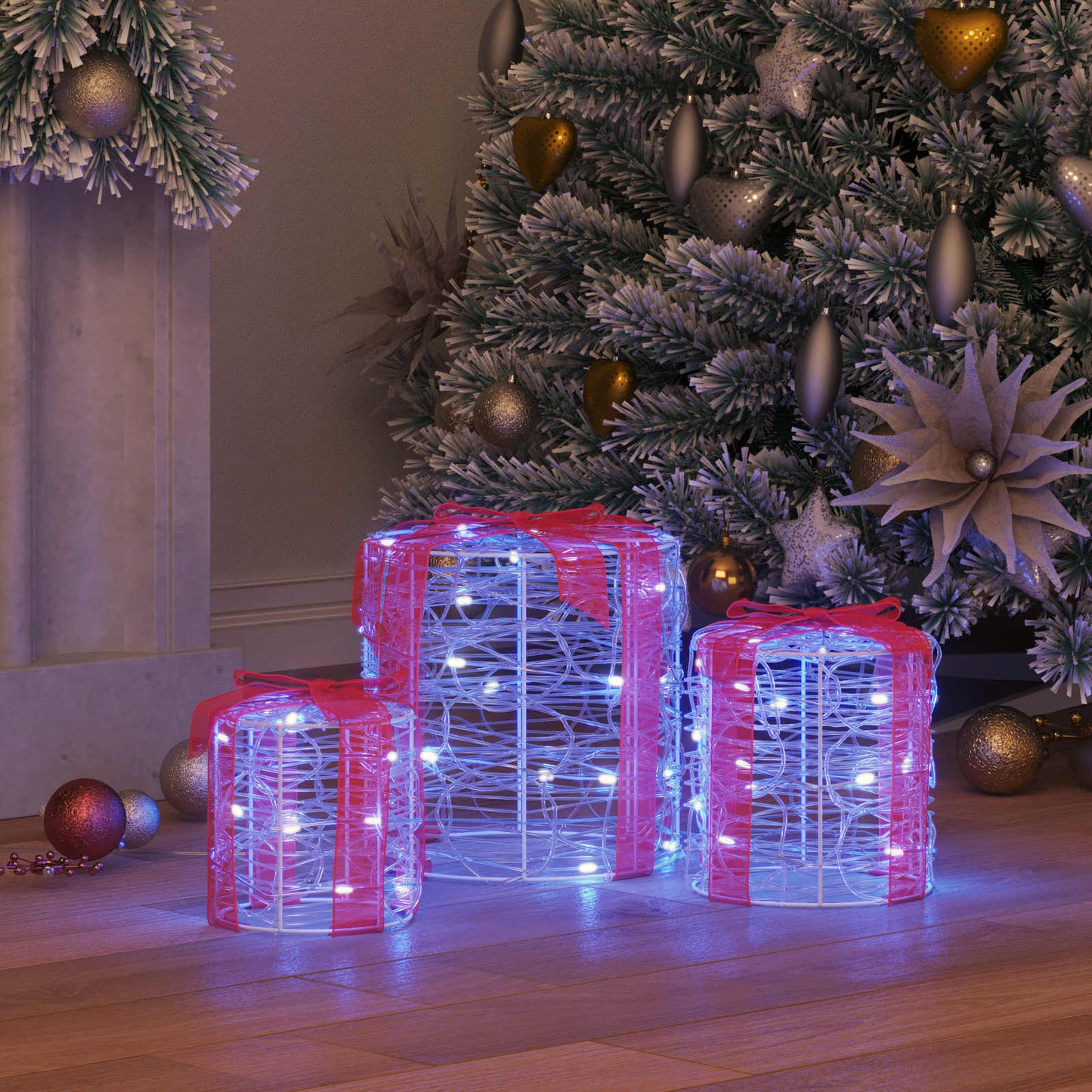 Geschenkbox Dekoration 3 pcs Blau 20 x 20 x 21 cm Acryl