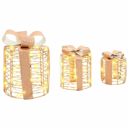 Geschenkbox Dekoration 3 pcs Warmweiß 20 x 20 x 20 cm PET