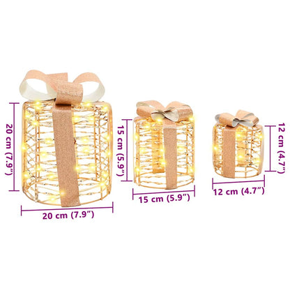 Geschenkbox Dekoration 3 pcs Warmweiß 20 x 20 x 20 cm PET