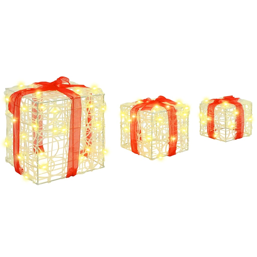 Geschenkbox mit 60 LEDs 3 pcs Warmweiß 20 x 20 x 20 cm Acryl