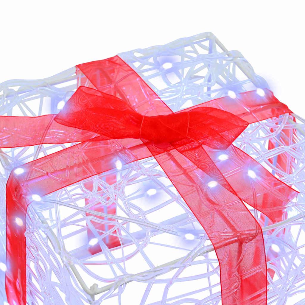 Geschenkbox mit 60 LEDs 3 pcs Kaltweiß 20 x 20 x 20 cm Acryl