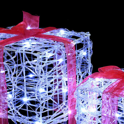 Geschenkbox mit 60 LEDs 3 pcs Kaltweiß 20 x 20 x 20 cm Acryl