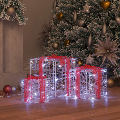 Geschenkbox mit 60 LEDs 3 pcs Kaltweiß 20 x 20 x 20 cm Acryl