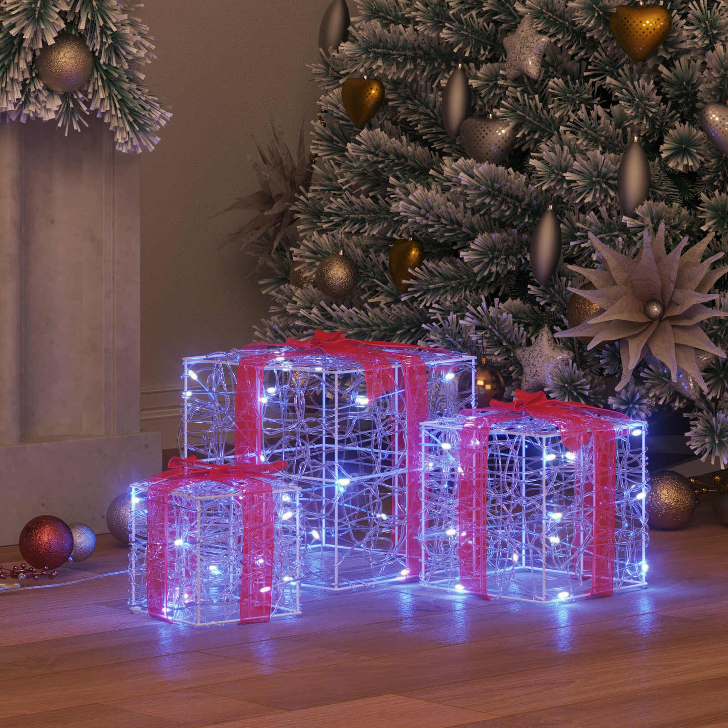 Geschenkbox mit 60 LEDs 3 pcs Blau 20 x 20 x 20 cm Acryl