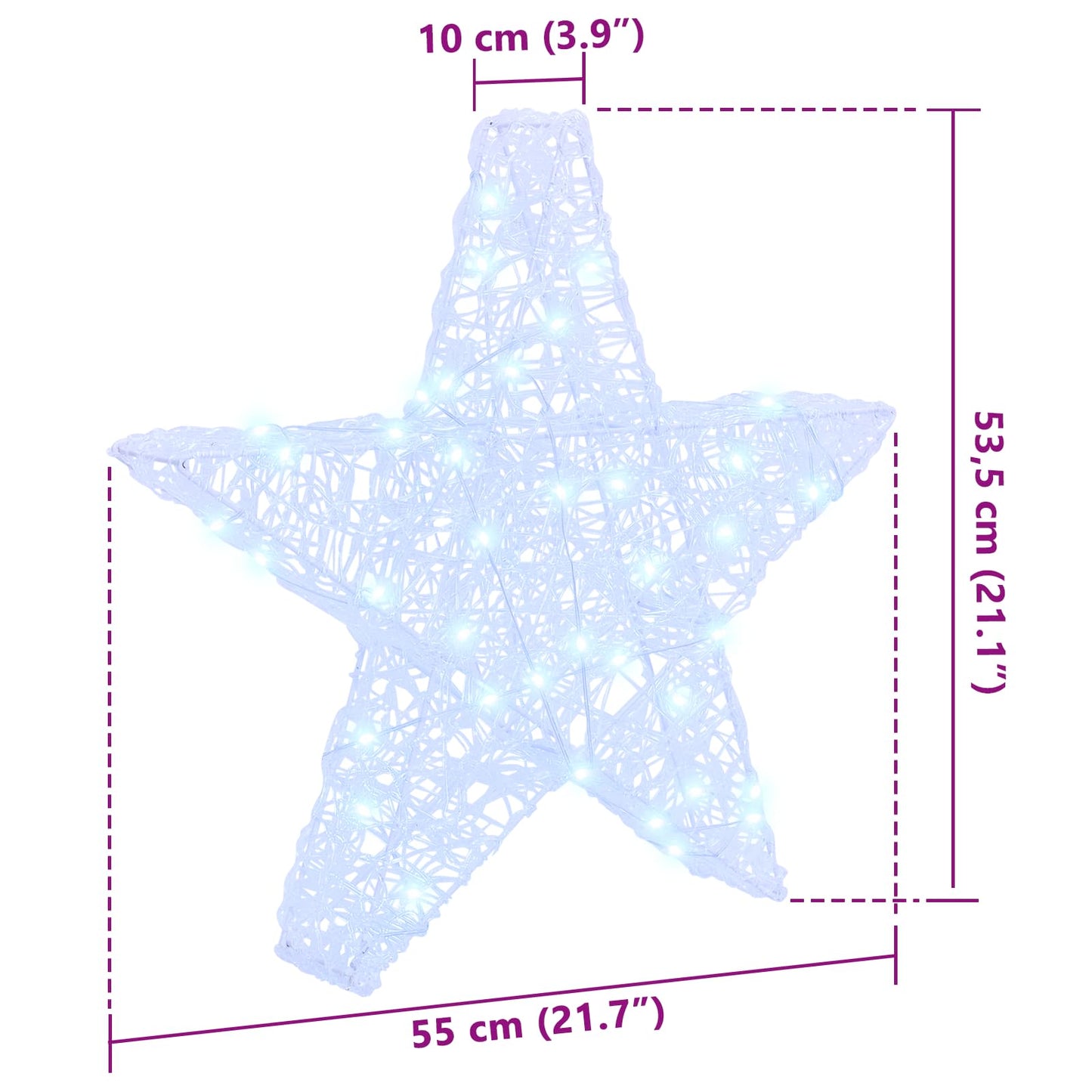 3D Stern mit 50 LEDs Kaltweiß 55 x 53.5 x 10 cm Acryl