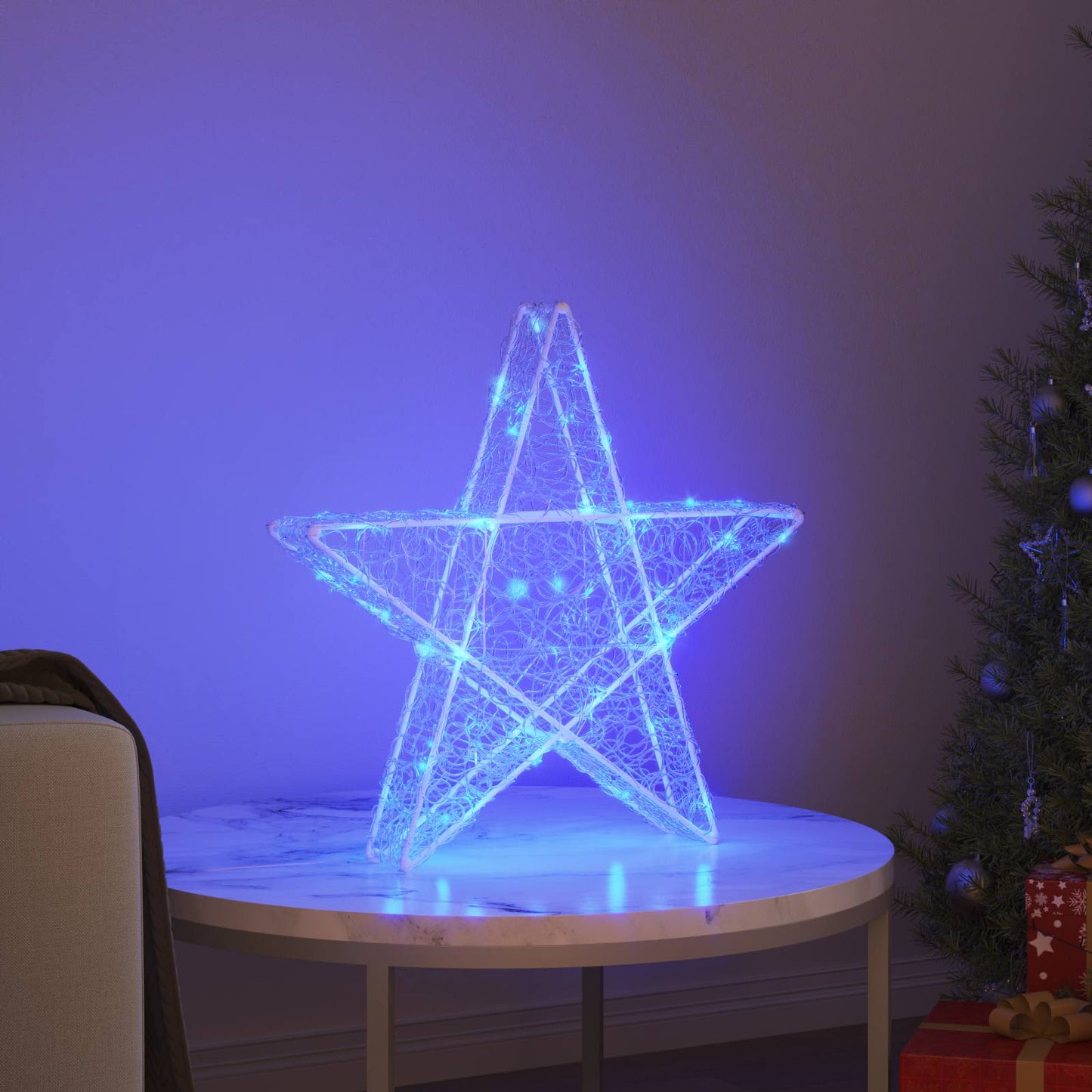 3D Stern mit 50 LEDs Blau 55 x 53.5 x 10 cm Acryl