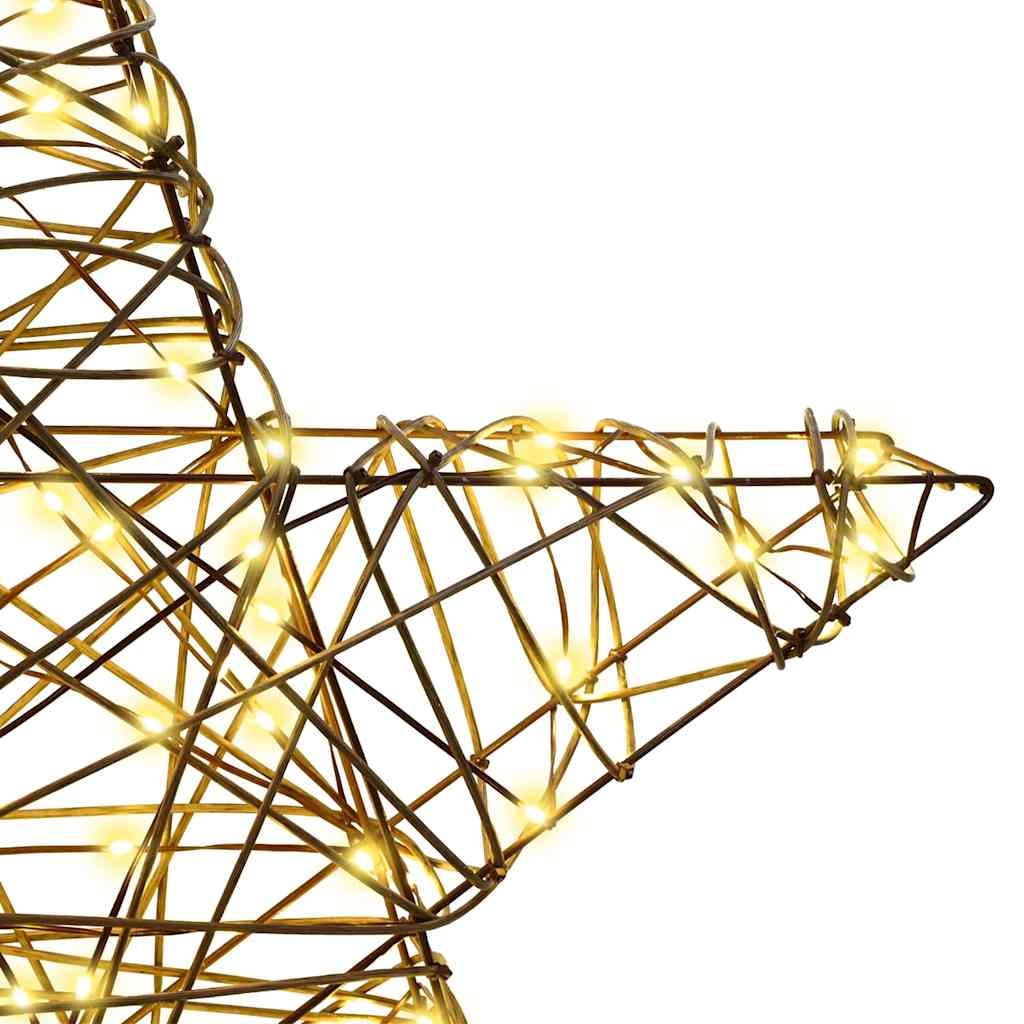 3D Stern mit 50 LEDs Warmweiß 55 x 52,5 x 9 cm Rattan